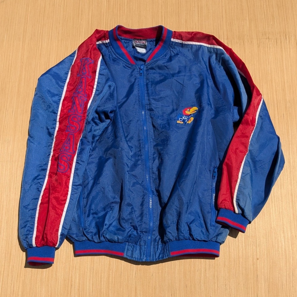 Vintage 90's Champs Sports By Team Edition Kansas Jayhawks Windbreaker‎ Men's XL